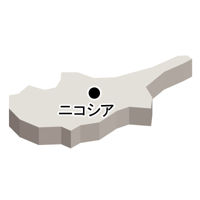 キプロス共和国無料フリーイラスト｜首都名・立体(白)